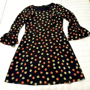 Armani Exchange Black Floral Dress w/ Flared Cuffs - Size 6